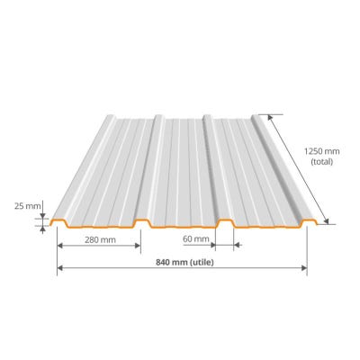 Tôle bac acier 0.50 mm prélaquée 840 x 1250 mm - 1.00 m² Rouge Tuile | RAL 8012